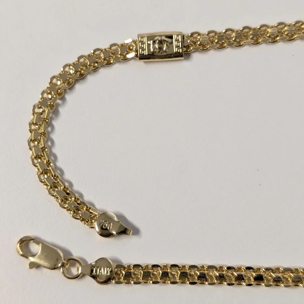 18K Italy Gold Plated Chain Necklace and Bracelet Set 750 ITALY